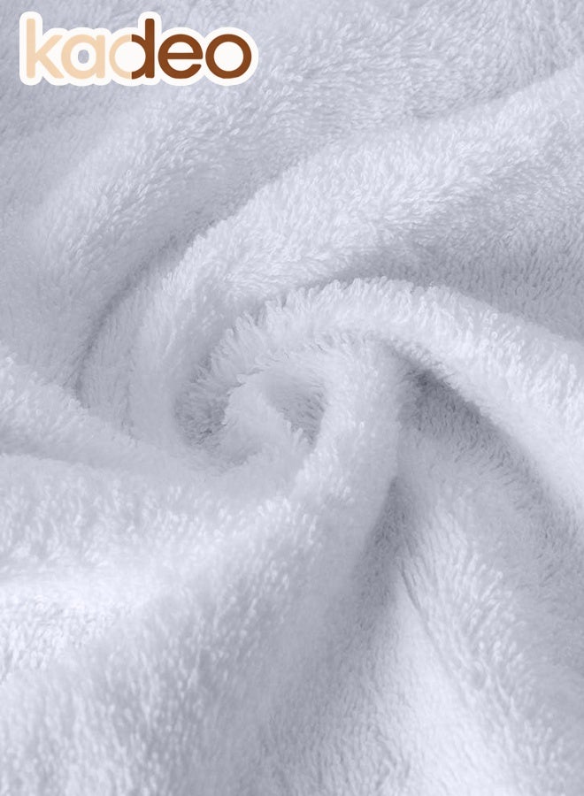 kadeo 3PCS Towel Set with Embroidery, 100% Cotton, Soft and Absorbent, 1 Bath Towels and 2 Hand Towels, Quicker-to-Dry, for Bathroom, Spa and Hotel, White Towel Set - Image 4